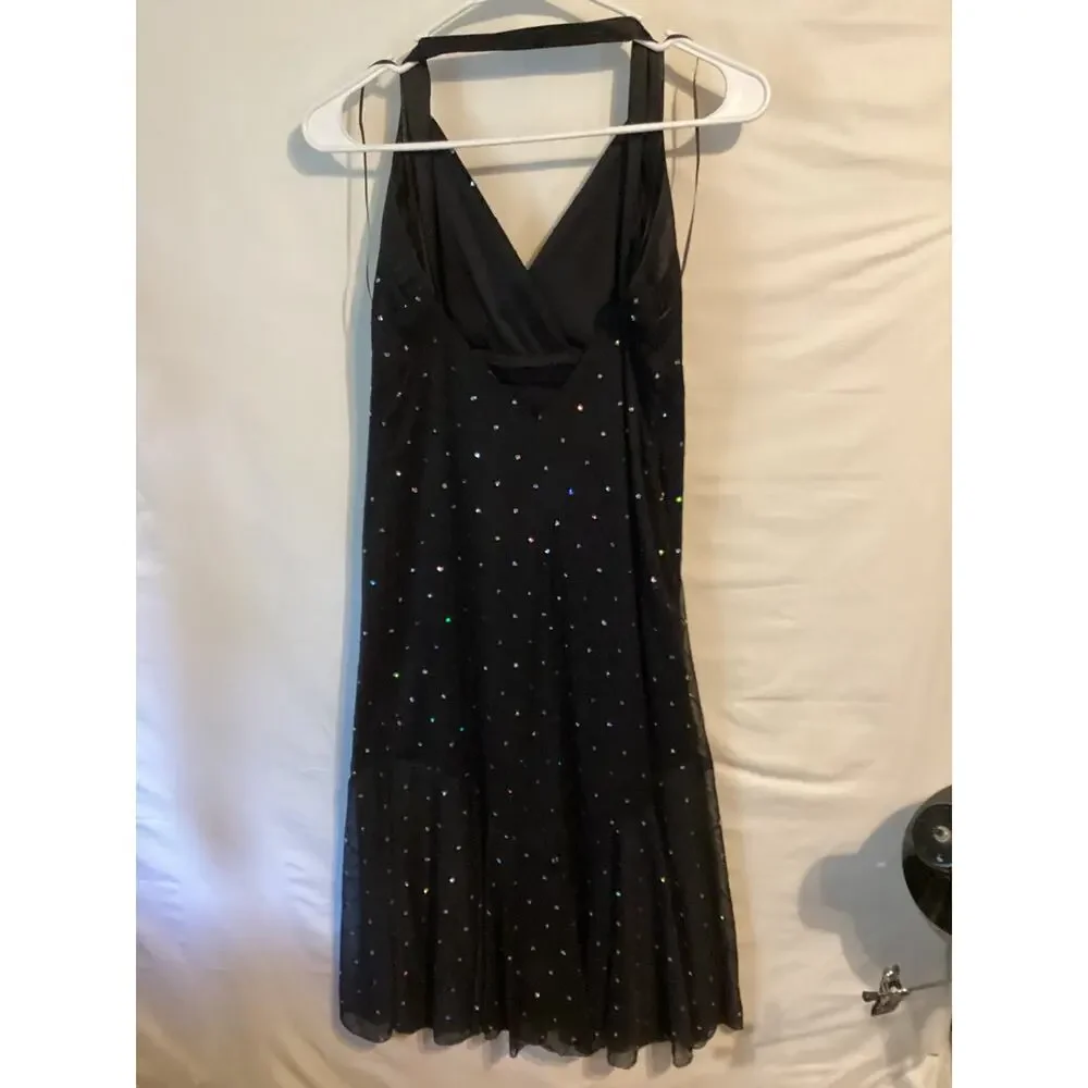1143 STUDIO 1940 Womens Halter Dress Rhinestone Detail Black Size 8